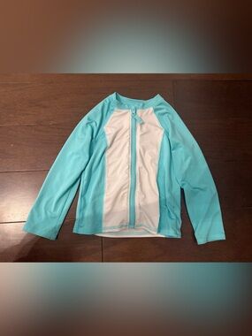 Cat & Jack Aqua and White Long-Sleeve Kids Rashguard